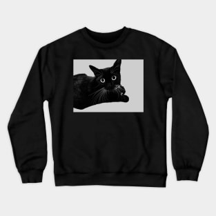 Black Cat Staring With Big Eyes Crewneck Sweatshirt